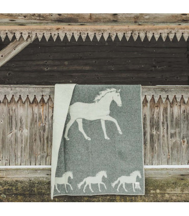 Decken in reiner Schurwolle Pferde Muster