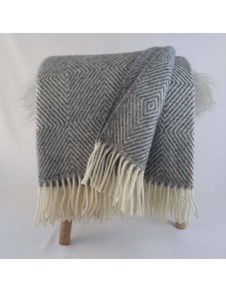 Plaid chaud chevrons diamant en pure laine