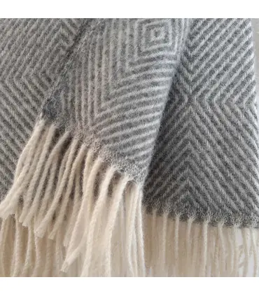 Plaid chaud chevrons diamant en pure laine