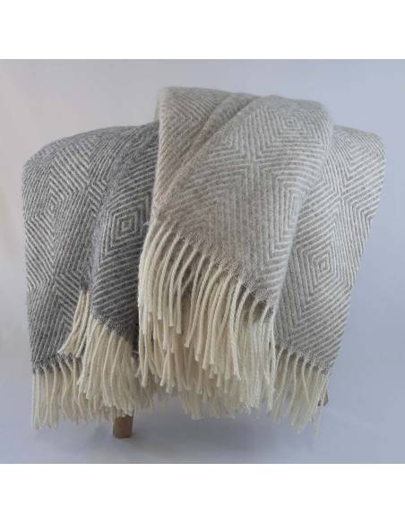 Plaid chaud chevrons diamant en pure laine