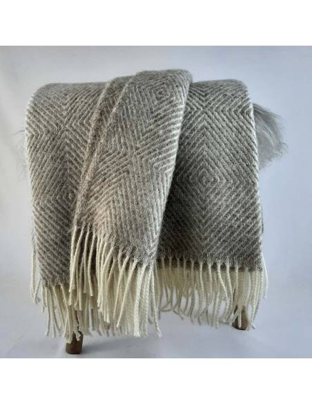 Plaid chaud chevrons diamant en pure laine