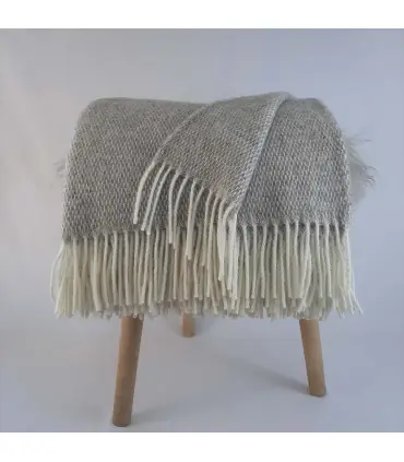 Plaid chaud motifs couture en pure laine BEIGE