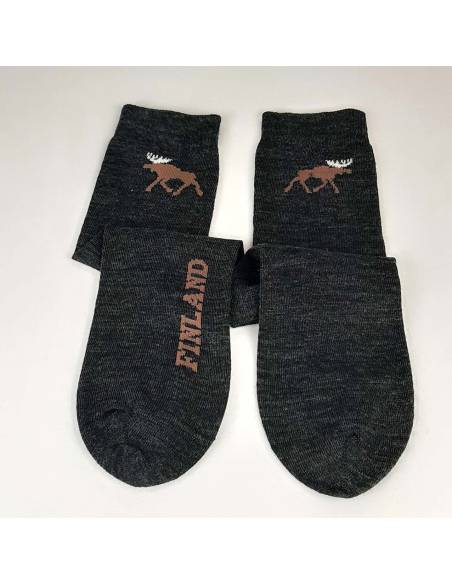 Chaussettes chaudes et fines en laine mérinos motif renne nordique
