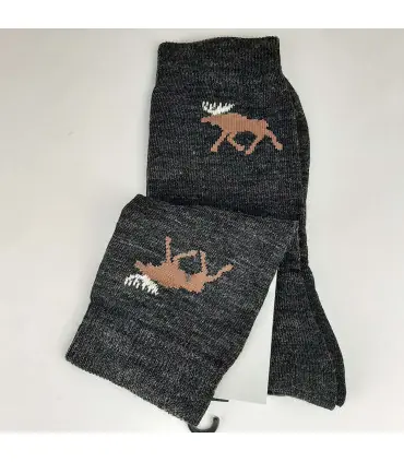 Chaussettes chaudes et fines en laine mérinos motif renne nordique