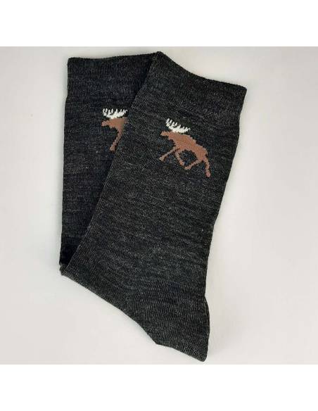 Chaussettes chaudes et fines en laine mérinos motif renne nordique