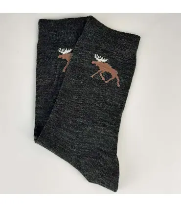 Chaussettes chaudes et fines en laine mérinos motif renne nordique