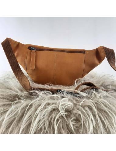 Sac Banane en cuir véritable cognac