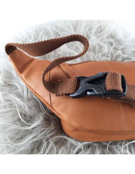 Sac Banane en cuir véritable cognac