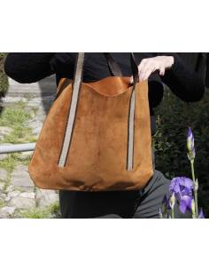Sac femme en cuir nubuck cognac VILNIUS