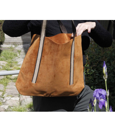Sac femme en cuir nubuck cognac VILNIUS