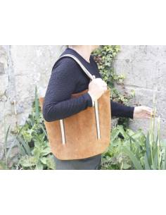 Sac femme en cuir nubuck cognac VILNIUS 2