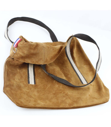 Natural leather bag for women in brown nubuck