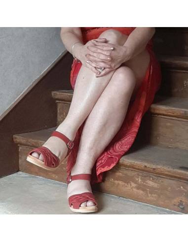 Swedish wooden Sandals braided vegetal leather for woman