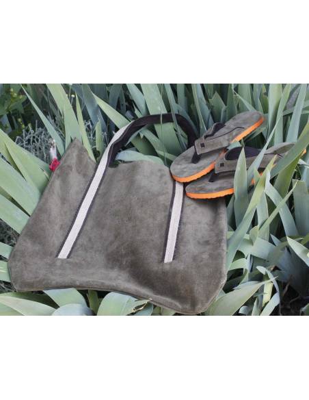 Sac Cabas Nubuck kaki VILNIUS pour femme