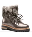 Metallic leather boots with sheepskin lining and leopard rabbit collar - Olang CORONA