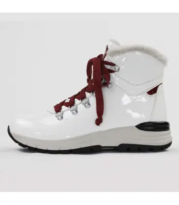 Sneakers hiver en cuir vernis blanc femme lacets rouges  - Olang Piper