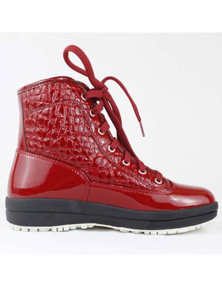 Boots de neige femme vernis rouge croco semelle Vibram - Olang SOUND