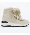 Beige nubuck women's warm shoes with gold laces - Olang AURORA NEW