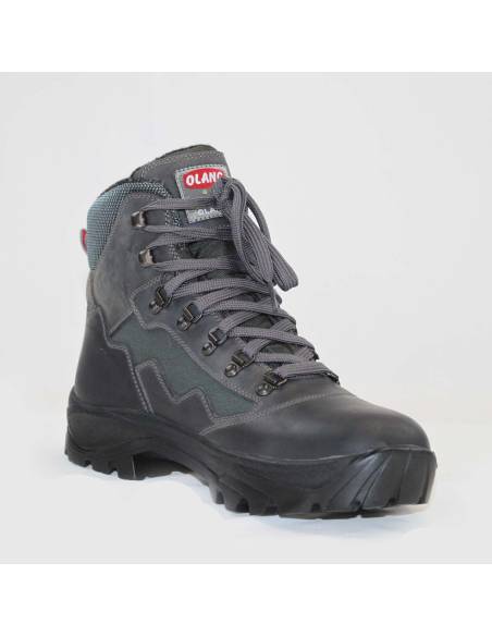 Warm waterproof anthracite grey leather boots for men