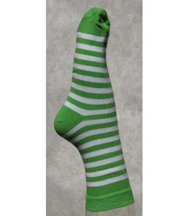 chaussettes rayées vert blanc 75% coton