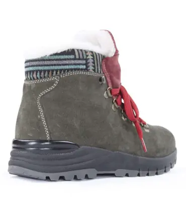 Chaussures hautes d'hiver pour femme en cuir hydro-suède kaki et intérieur en laine naturelle - Olang Parigi