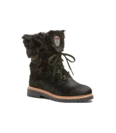 Olang Botas de piel negra y leopardo para mujer Morgana
