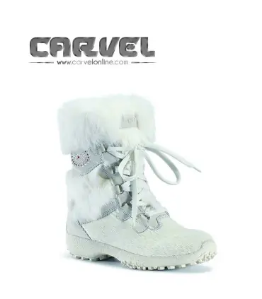 Olang Damen-Stiefel Morgana schwarzes Fell und Rindsleder mit Leopardenmuster