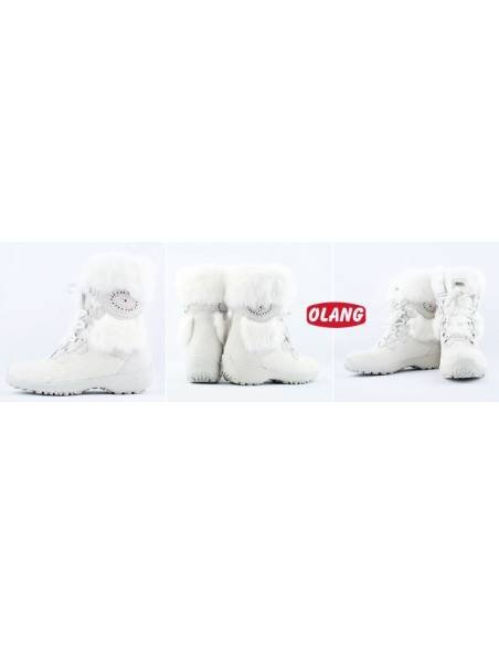 Bottes Olang femme fourrure BLANC et cuir de vache et fourrure lapin - Morgana