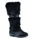 Women's high winter boots with cowhide uppers and black rabbit hair uppers