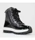 Women's warm boots in shiny black PU leather with wool lining