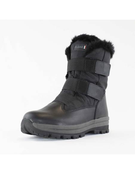 Botas de mujer cálidas de piel plena flor negra y cuello de tejido de camuflaje