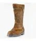 Bottes mi-mollet chaudes d'hiver pour femmes en peau de vache brune