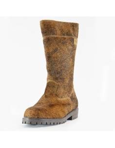 Botas de invierno cálidas de piel de vacuno marrón para mujer