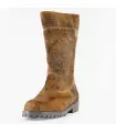 Women's warm brown cowhide mid-calf winter boots