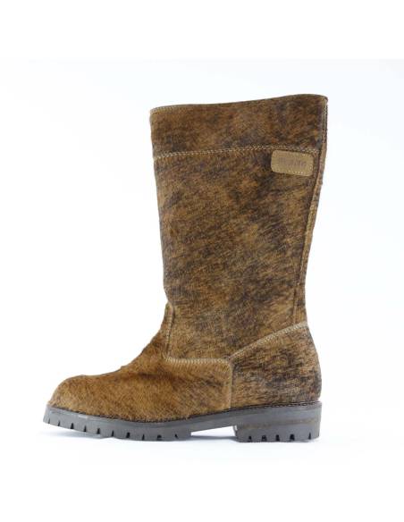 Botas de invierno cálidas de piel de vacuno marrón para mujer