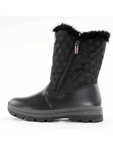 Women's warm boots in black polyester with polka dots and hydro york
