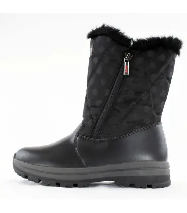 Women's warm boots in black polyester with polka dots and hydro york