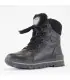 Women's warm winter boots in smooth black leather with virgin wool lining
