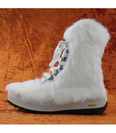 Women's warm winter boots in white rabbit fur