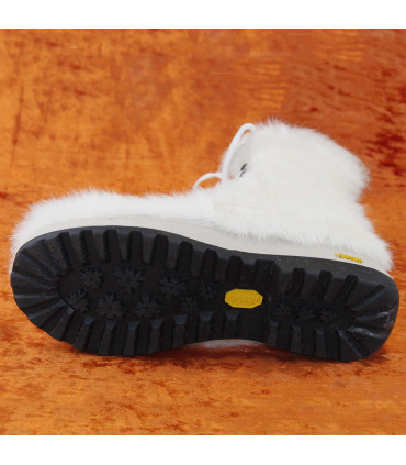 Women's warm winter boots in white rabbit fur