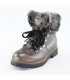 Women's warm shoes in bronze full grain leather with rabbit fur collar