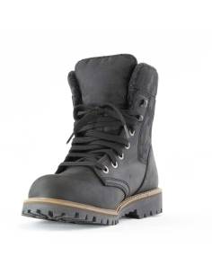 Botte d'hiver pour hommes chaudes en cuir hydrofuge noir et col en polyester camouflage