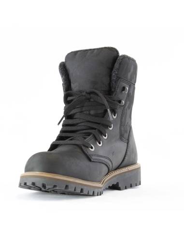 Botte d'hiver pour hommes chaudes en cuir hydrofuge noir et col en polyester camouflage