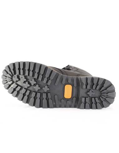 Cálidas botas de invierno para hombre en piel hidrófuga negra y cuello de poliéster de camuflaje