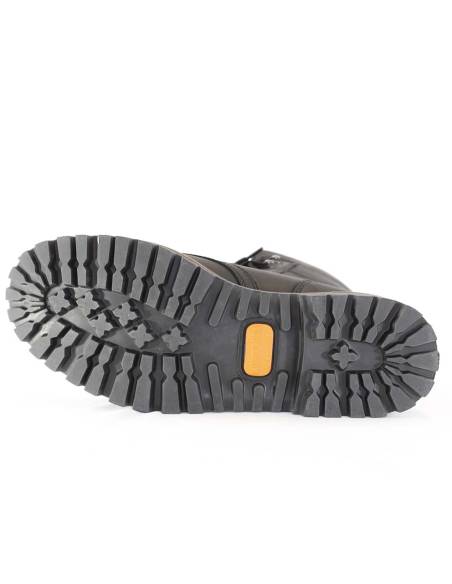 Cálidas botas de invierno para hombre en piel hidrófuga negra y cuello de poliéster de camuflaje