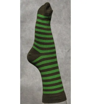 chaussettes rayées  vert et kaki 75% coton
