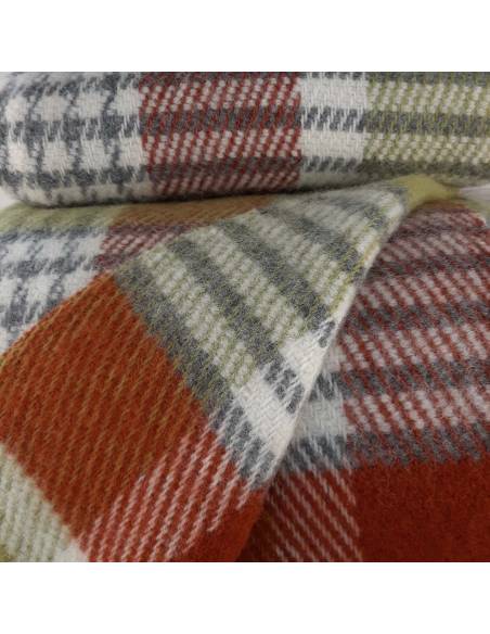 Plaid pure laine vierge motif naif cheval réversible noir écru