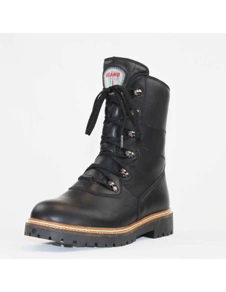 Bottes d'hiver chaudes pour femme en cuir noir fourrées en véritable fourrure
