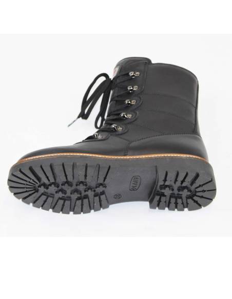 Bottes d'hiver chaudes pour femme en cuir noir fourrées en véritable fourrure