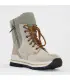 Women's winter boots in beige water-repellent leather and polyester with virgin wool lining